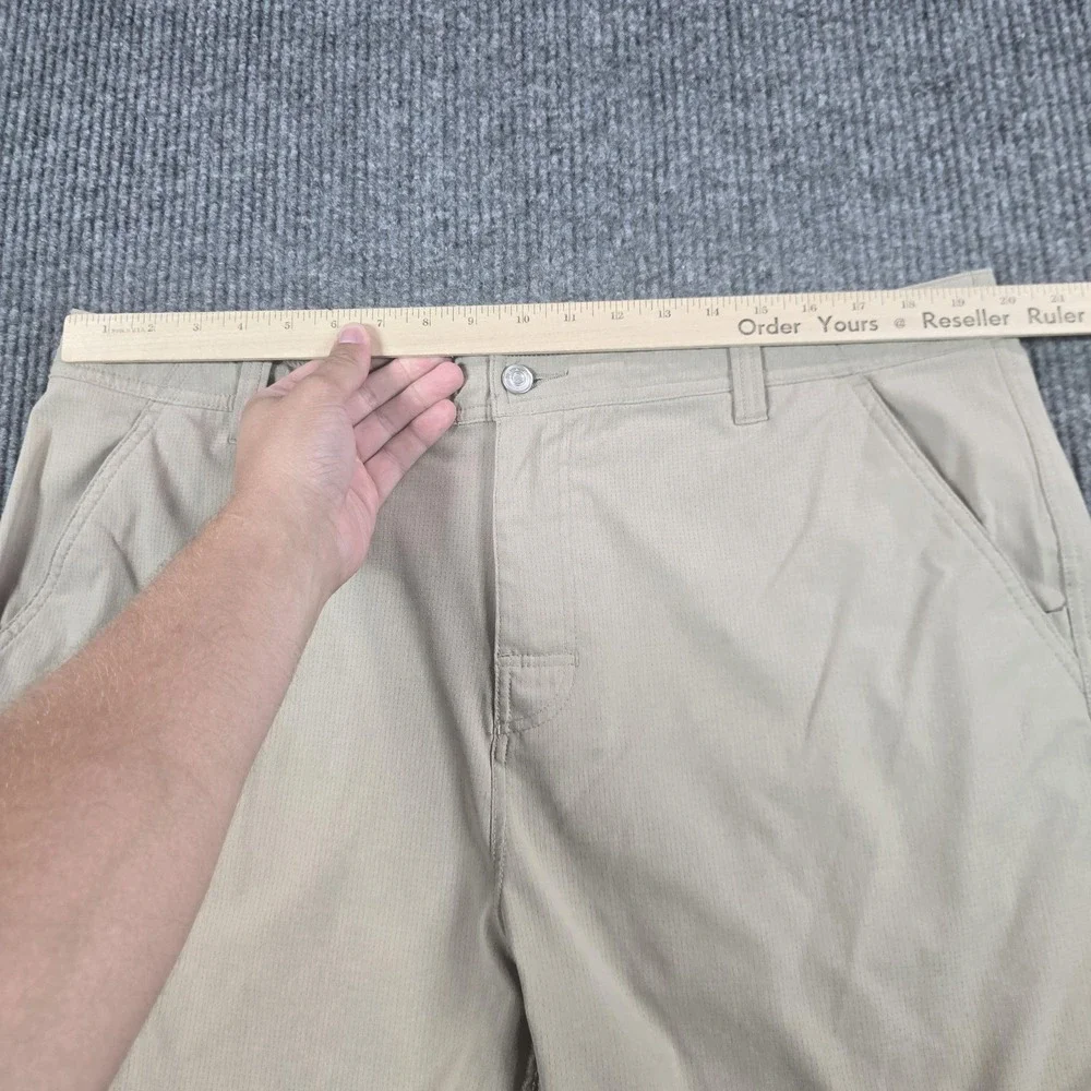 PrAna Shorts Mens 40 Beige Microfiber Chino Stretch Drawstring 8 Inseam Summer